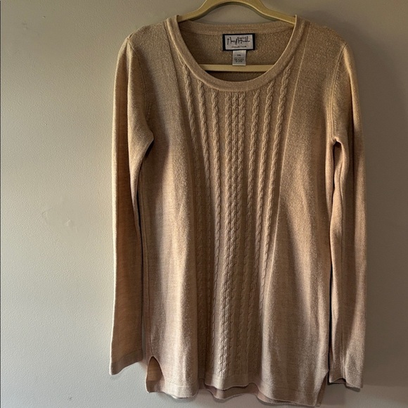 mazy McFadden Sweaters - Beige Lightweight Cable Knit Sweater
